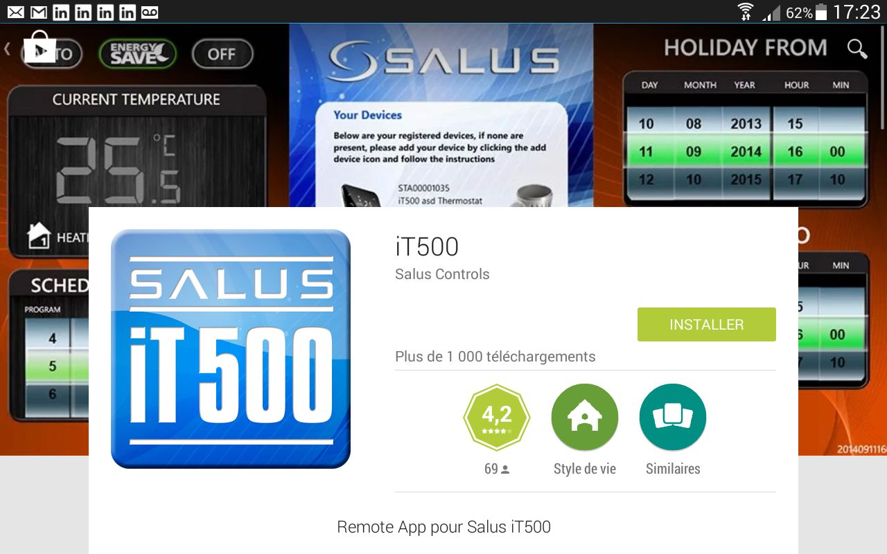 Ecran googleplay pourthermostat internet it500